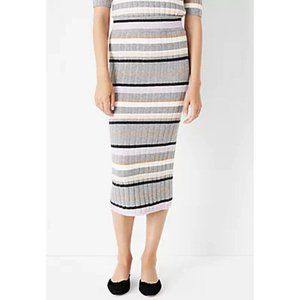 Ann Taylor Stripe Sweater Pencil Skirt Heathered Onyx/Grey Size Small